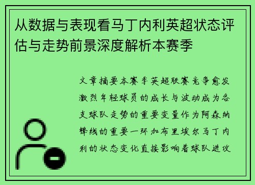 从数据与表现看马丁内利英超状态评估与走势前景深度解析本赛季